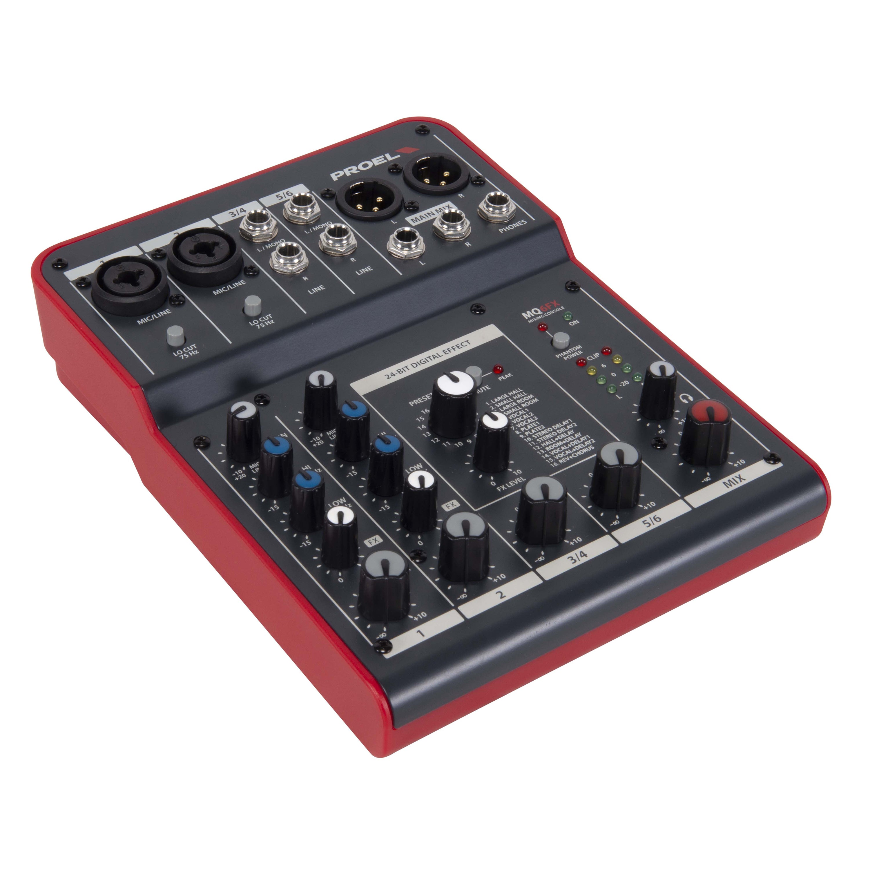 Proel MQ6FX Compact 6-channel Mixer with FX – Proel North America