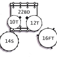 Tamburo TB T5R22BSSK T5 Series Complete Drum Set with Hardware Included (5-piece shell pack with Snare Drum and 22