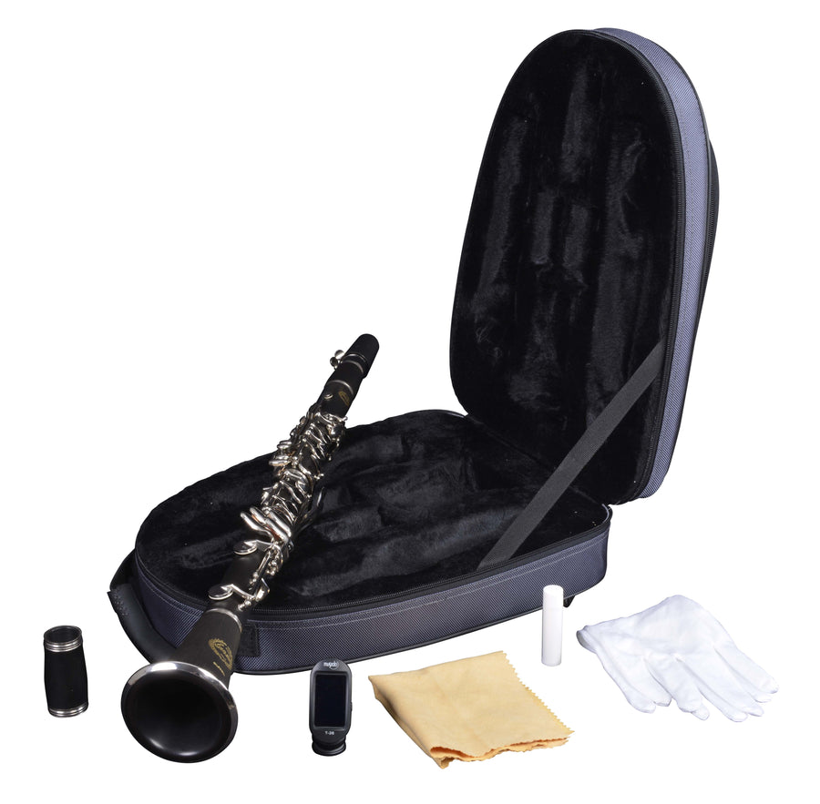 Grassi GR CL20SK Clarinet in Bb 17 Keys Student Kit ABS Body Wood Like Finish Black (Master Series)