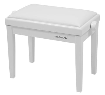 PROEL PB90VSWWH Professional Wooden Keyboard Bench White Matte with White Velvet Seat