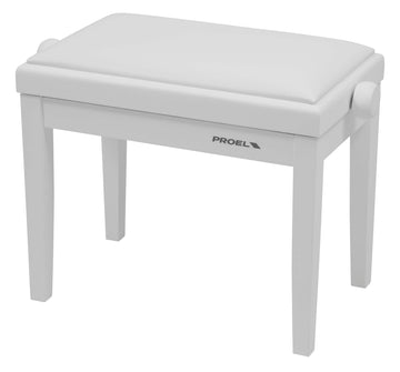 PROEL PB90VBWWH Professional Wooden Keyboard Bench White Polished with White Velvet Seat