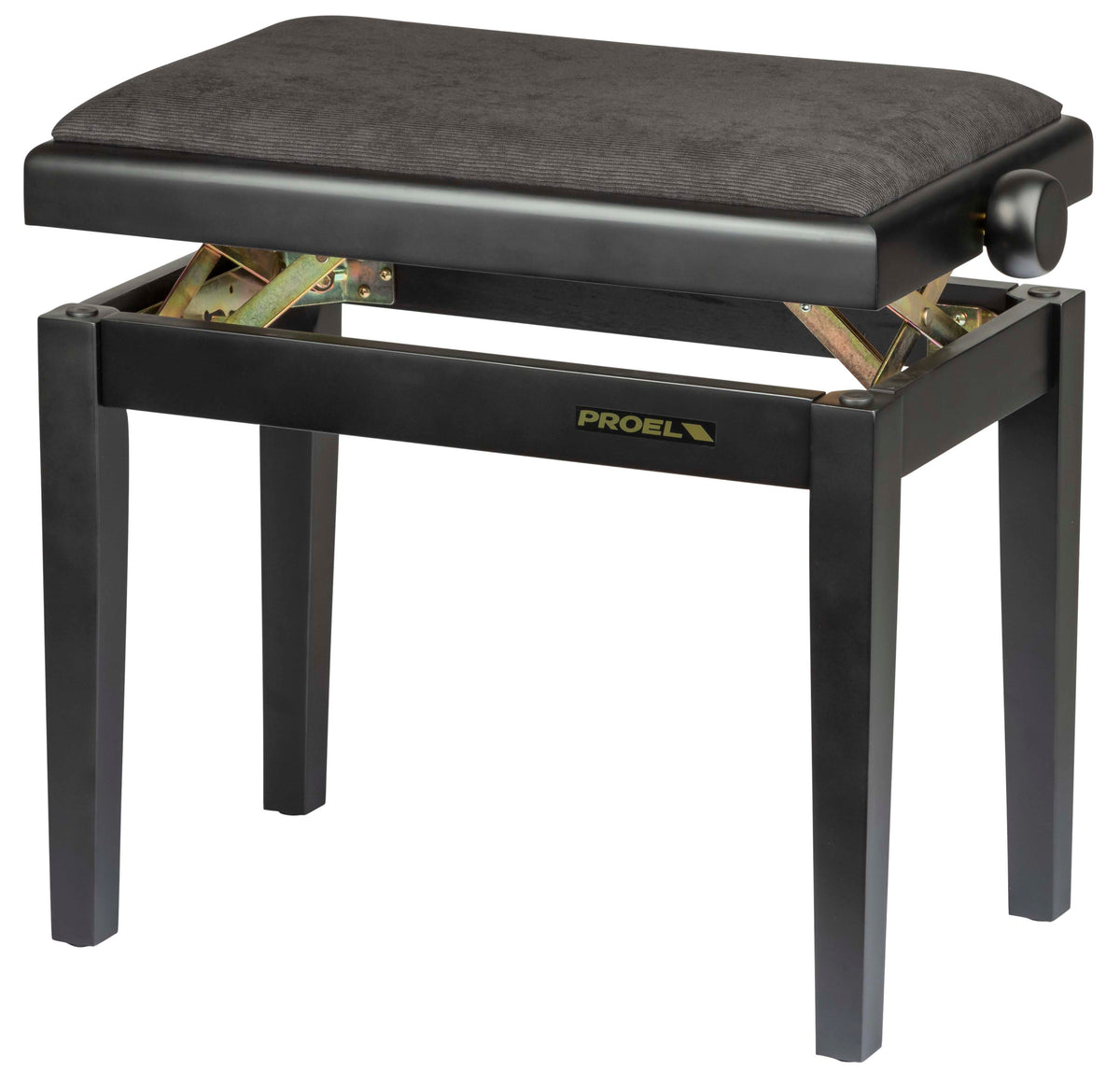 Proel PB90VSBBK Professional Wooden Keyboard Bench in Matte Black with Black Velvet Seat
