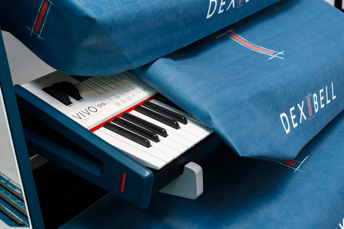 Dexibell digital pianos in a dealer showroom