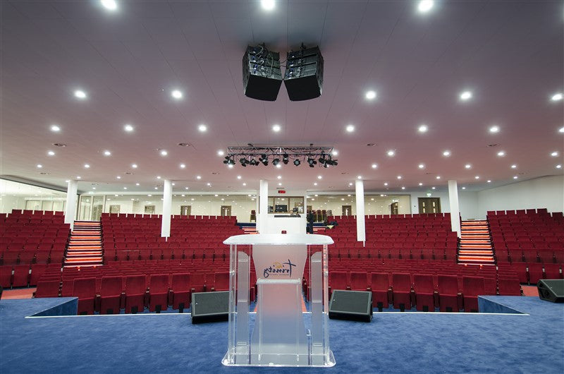 Axiom line arrays flown above the sanctuary of Trinity Baptist Church