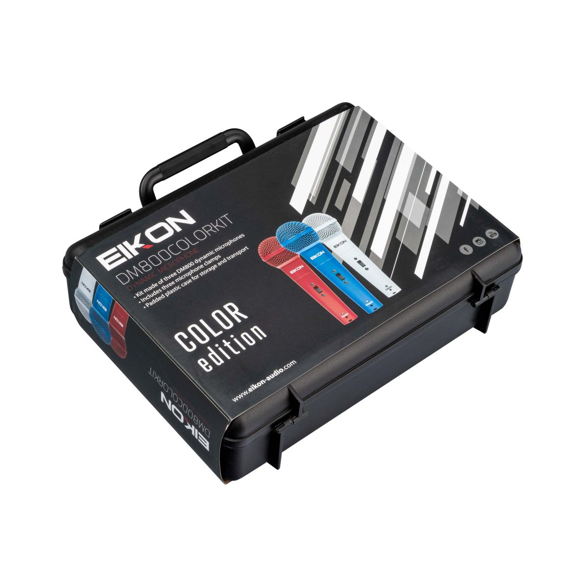 Eikon DM800COLORKIT Kit of 3 Vocal Dynamic Microphones (Red, White, Blue)
