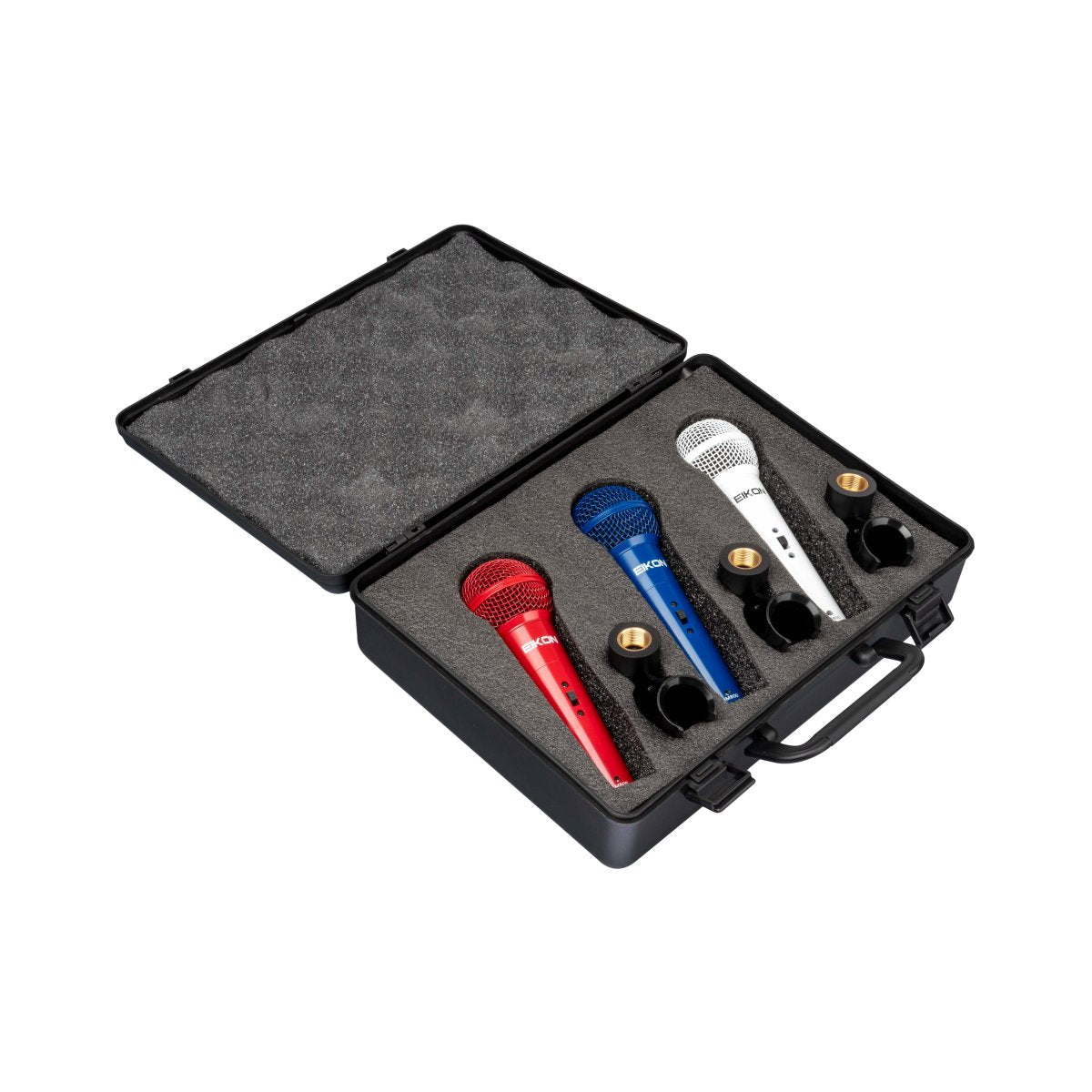 Eikon DM800COLORKIT Kit of 3 Vocal Dynamic Microphones (Red, White, Blue)