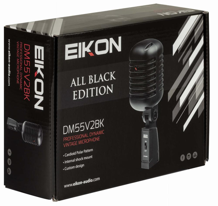 Eikon DM55V2BK Vintage Design Professional Vocal Dynamic Microphone (Satin Black)