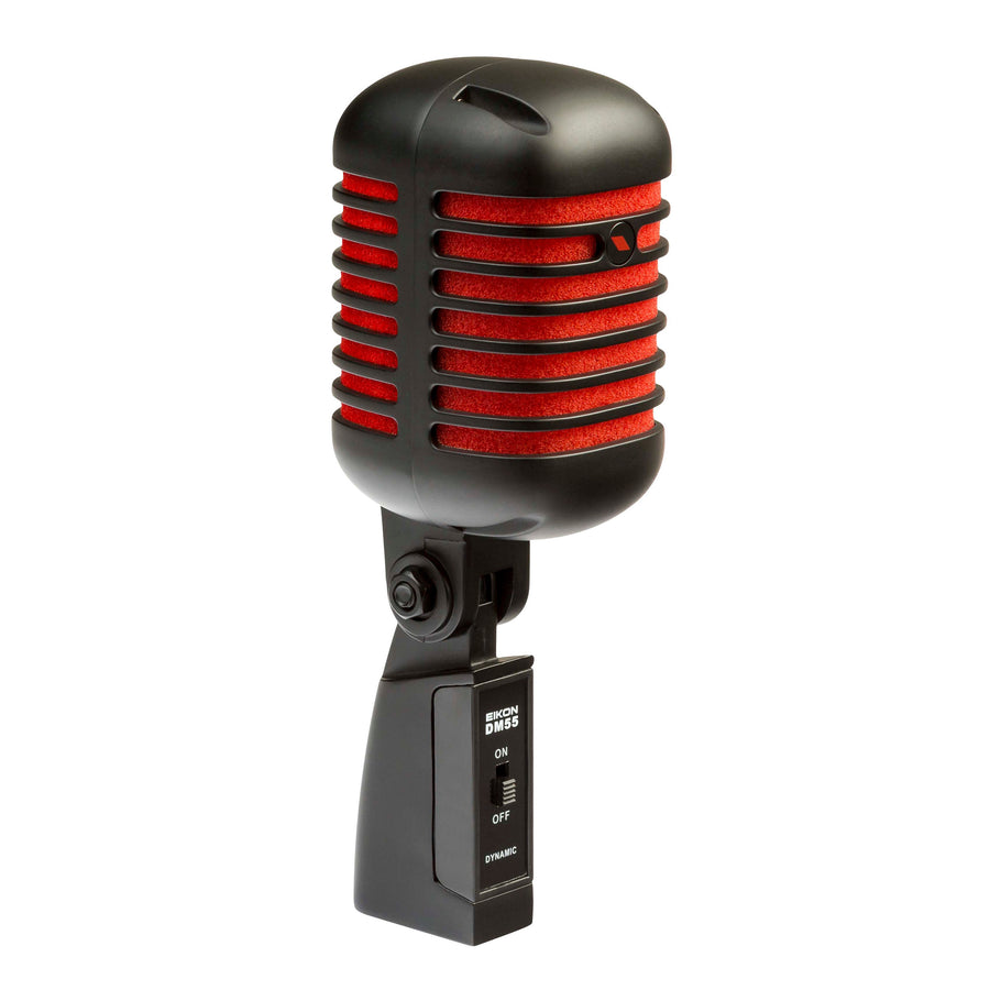 Eikon DM55V2RDBK Vintage Design Professional Vocal Dynamic Microphone (Satin Black with Red Trim)