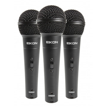 Eikon DM800KIT Kit of 3 Vocal Dynamic Microphones (Black)