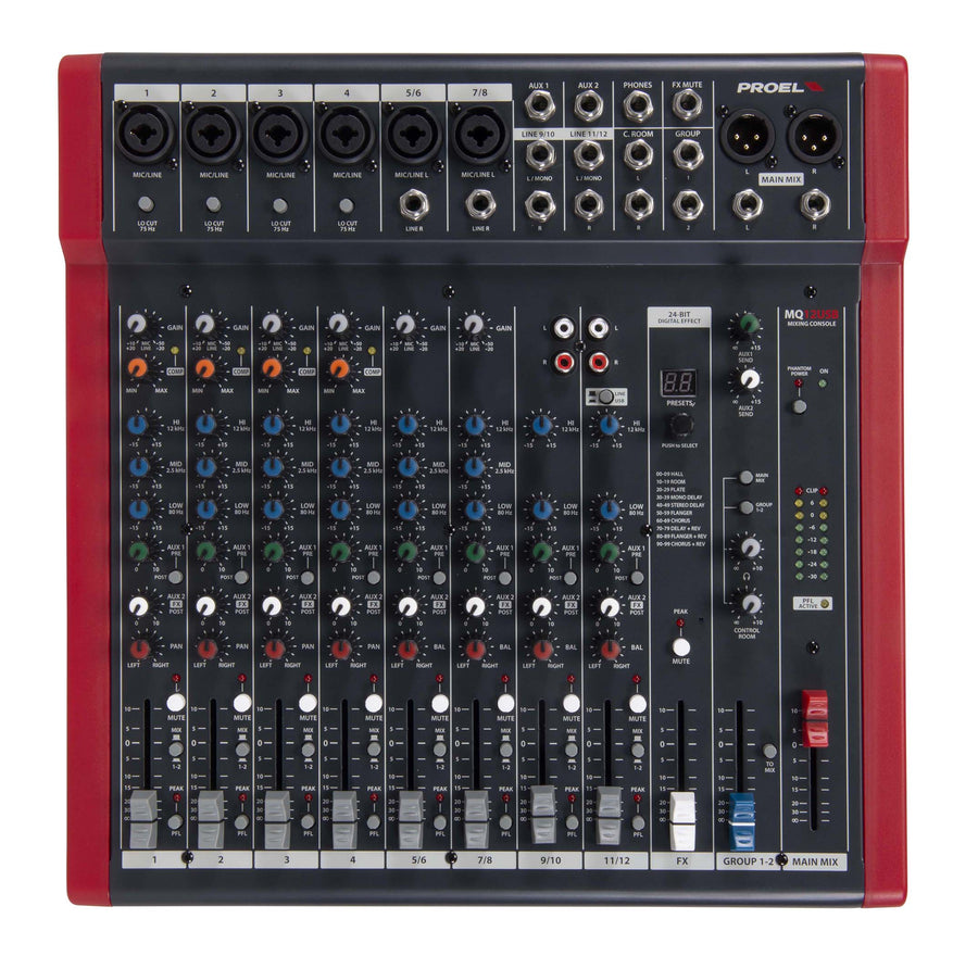 Proel MQ12USB MQ Series 12-Channel Compact Mixer with FX and USB