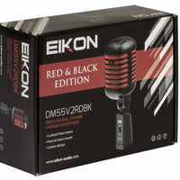 Eikon DM55V2RDBK Vintage Design Professional Vocal Dynamic Microphone (Satin Black with Red Trim)