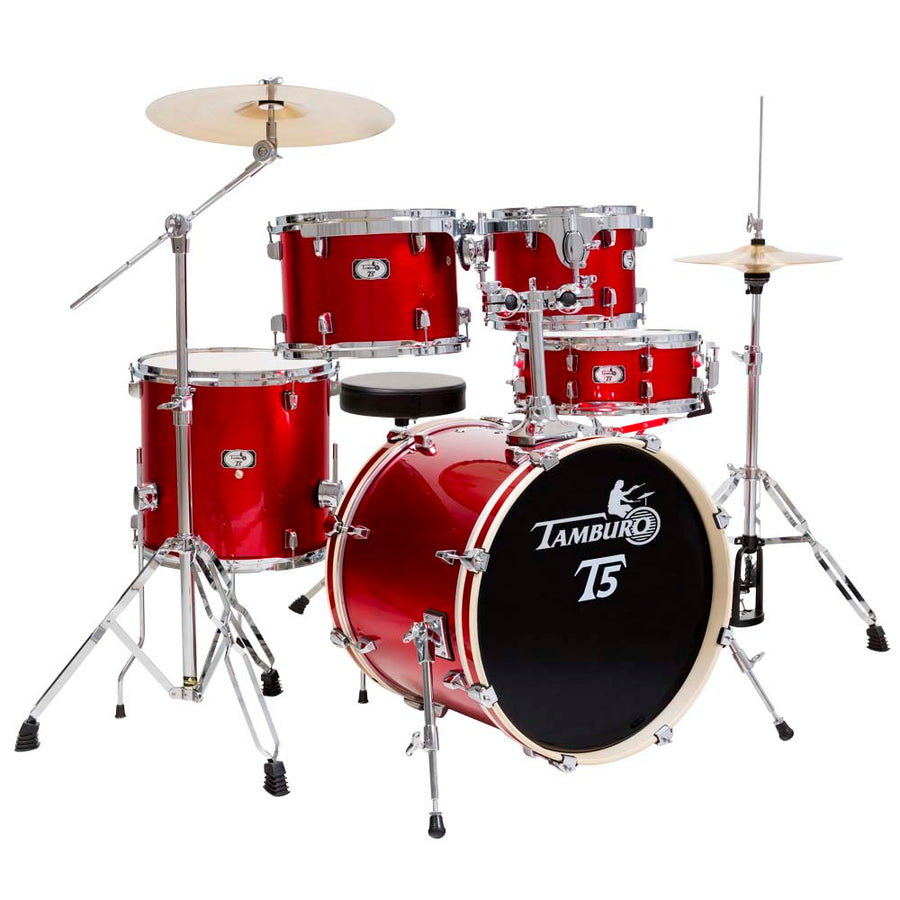 Tamburo T5 Series Complete Drum Set with Hardware Included (5-piece shell pack with Snare Drum and 20