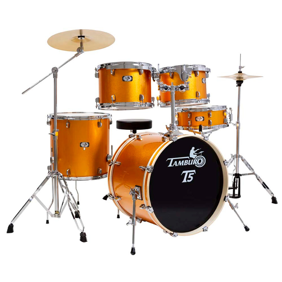 Tamburo T5 Series Complete Drum Set with Hardware Included (5-piece shell pack with Snare Drum and 22