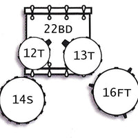 Tamburo TB T5M22BRDSK T5 Series Complete Drum Set with Hardware Included (5-piece shell pack with Snare Drum and 22
