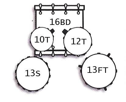 Tamburo TB T5S16BRDSK T5 Series Complete Drum Set with Hardware Included (5-piece shell pack with Snare Drum and 16