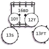 Tamburo TB T5S16BLSK T5 Series Complete Drum Set with Hardware Included (5-piece shell pack with Snare Drum and 16