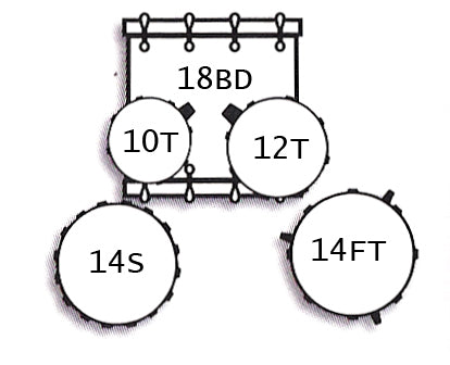 Tamburo TB T5S18BLSK T5 Series Complete Drum Set with Hardware Included (5-piece shell pack with Snare Drum and 18