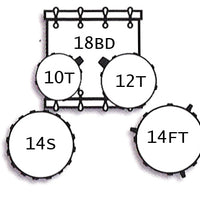 Tamburo TB T5S18BRDSK T5 Series Complete Drum Set with Hardware Included (5-piece shell pack with Snare Drum and 18