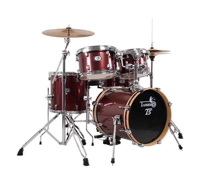 Tamburo T5 Series Complete Drum Set with Hardware Included (5-piece shell pack with Snare Drum and 22