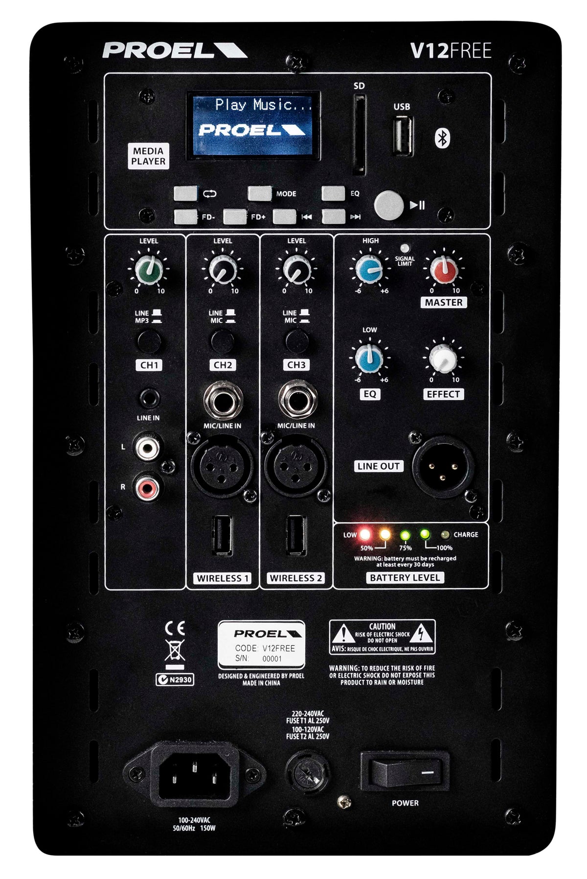 Proel V12FREE V-FREE Series Portable All-in-One Battery-Powered 12" Loudspeaker Sound System – view 2