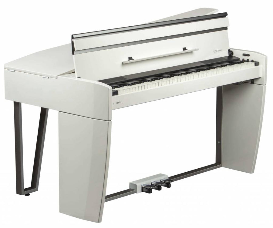 Mini white shop grand piano