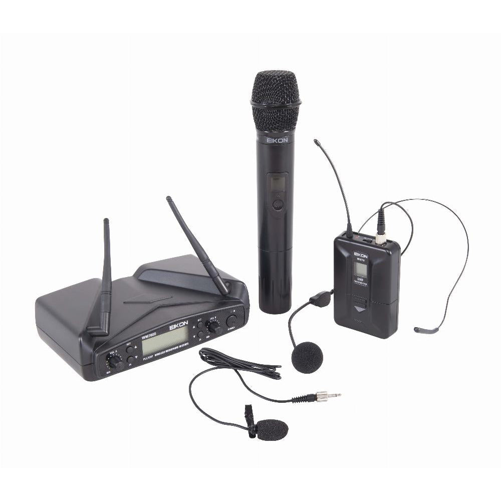 Eikon WM700DKITA Dual-Channel PLL UHF Wireless Handheld/Belt-Pack Microphone System, US Version 512-562 MHz